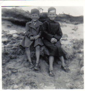 My brother Donald and myself after finishing runner up in the inter island knobbly knees contest winner was sack of potatoes.