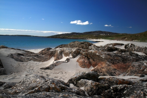 Eriskay beach in June with nice blue skies for a change