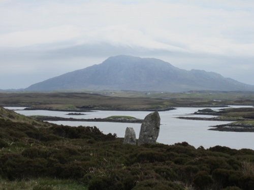 Looking to Eaval from the stones of Pobull Fhìnn 
