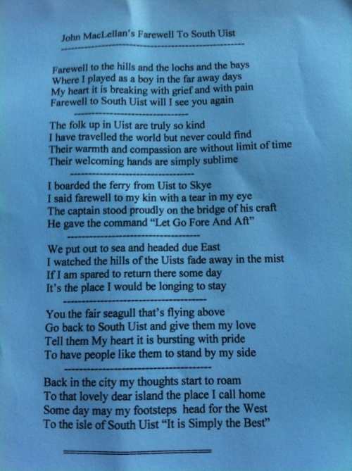 a poem written by my uncle John, who grew up in lochcarnan