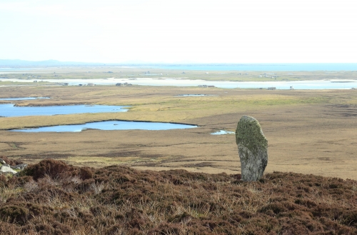 Looking southwards over the Uneabhal standing stone.