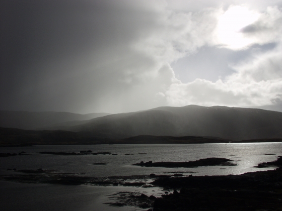 Rain shower coming in at Locheynort.
